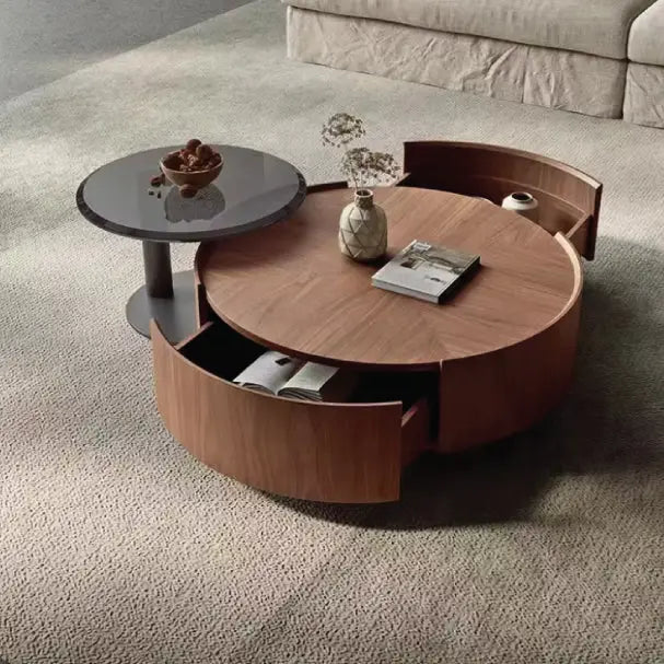 Jilphar Furniture High Quality Custom Luxury Center Indoor Nature Wood Durable Round Coffee Table JP4059-GCC Home Center