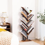 Load image into Gallery viewer, HOOBRO Floor Standing Tree Bookshelf, 9 Tier Tree Bookcase Shelves Wooden, Freestanding Office Bookcase Storage Organizer for Living Room, Bedroom, Tall Wood Bookshelf, Rustic Brown EBF08SJ01G1