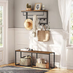 Load image into Gallery viewer, HOOBRO Wooden Dining Bench, Extra Long Dining Bench for Dining Table, Vintage Dining Bench Wood with Steel Frame, Industrial Entryway Bench for Kitchen, Dining Room, Rustic Brown and Black EBF12CD01