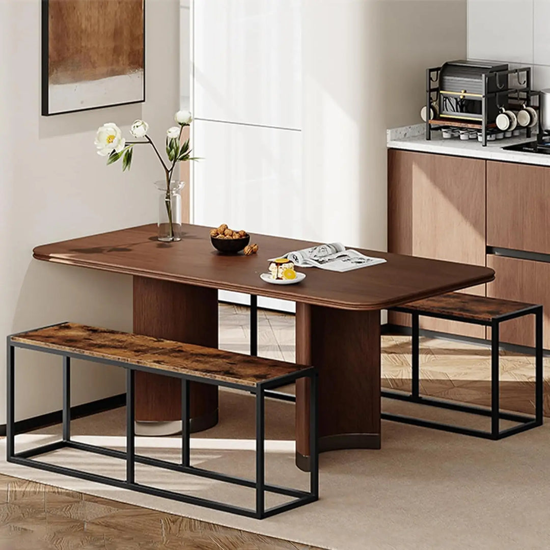 HOOBRO Wooden Dining Bench, Extra Long Dining Bench for Dining Table, Vintage Dining Bench Wood with Steel Frame, Industrial Entryway Bench for Kitchen, Dining Room, Rustic Brown and Black EBF12CD01