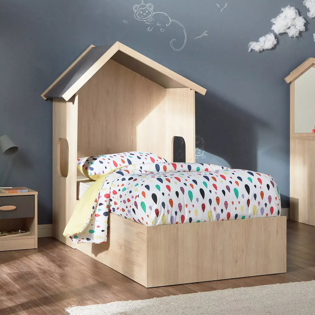 Hut Twin Bed With Two Drawers - 90x190 cm-GCC Home Center