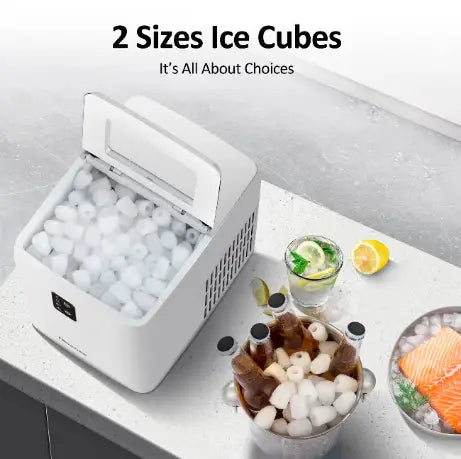 Ice Maker, Automatic Ice Making, Portable And Compact, Fast Ice Making, 2 Sizesice Cubes, Transparent View Window, Self-Cleaning 0.01 W ICM2011B White