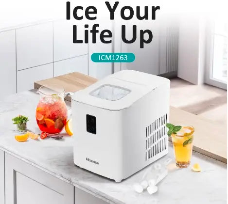 Ice Maker, Automatic Ice Making, Portable And Compact, Fast Ice Making, 2 Sizesice Cubes, Transparent View Window, Self-Cleaning 0.01 W ICM2011B White