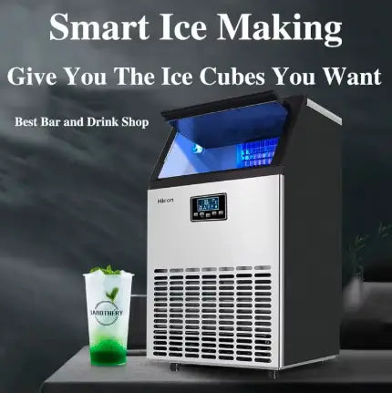 Ice Maker Commercial Self Cleaning Ice Maker Produces 80kg in 24 Hours Holds 15kg Ice Storage Capacity Freestanding Restaurant Home Food Truck