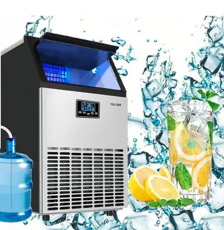 Ice Maker Commercial Self Cleaning Ice Maker Produces 80kg in 24 Hours Holds 15kg Ice Storage Capacity Freestanding Restaurant Home Food Truck