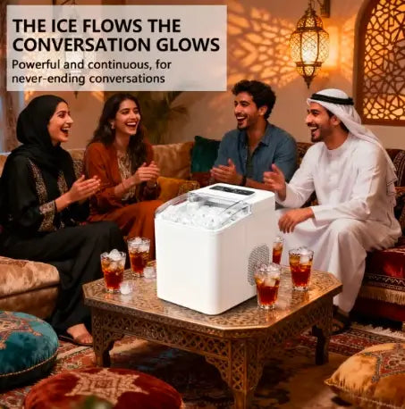 Ice Maker Countertop, Mini Portable Ice Machine, 8 Bullet Ice in 6 Mins, 12KG/Day, 2 Ice Sizes, Self-Cleaning, Energy Saving, Compact for Small Space, Kitchen, Office, RV, Party