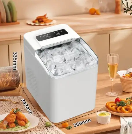 Ice Maker Countertop, Mini Portable Ice Machine, 8 Bullet Ice in 6 Mins, 12KG/Day, 2 Ice Sizes, Self-Cleaning, Energy Saving, Compact for Small Space, Kitchen, Office, RV, Party