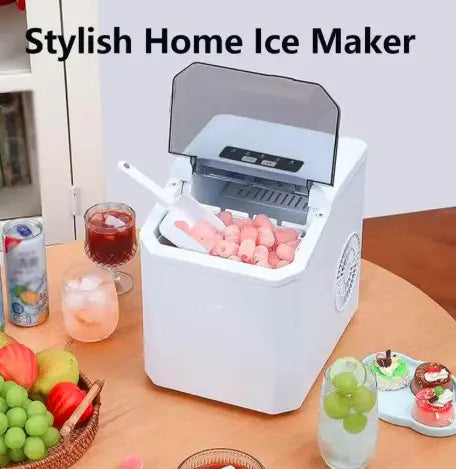 Ice Maker Countertop, Portable Ice Machine with Basket and Scoop,26 Lbs/24h,9 Ice Cubes Ready in 7 Mins, 2 Sizes of Bullet Ice for Home, Kitchen,Camping,Rv