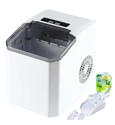 Ice Maker Countertop, Portable Ice Machine with Basket and Scoop,26 Lbs/24h,9 Ice Cubes Ready in 7 Mins, 2 Sizes of Bullet Ice for Home, Kitchen,Camping,Rv