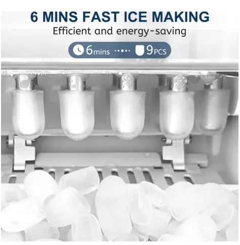 Ice Maker Countertop Portable Self-Cleaning Ice Maker Machine with Handle Scoop and Basket 9 Bullet Ice Cubes in 6-8 Minutes 12kg/24H Ideal for Home Kitchen Office Party