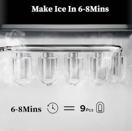 Ice Maker for Home Kitchen Office Party, Stainless Steel, Silver, 12kg/24H Output with 2 Ice Sizes 9 Cubes in 8 Mins