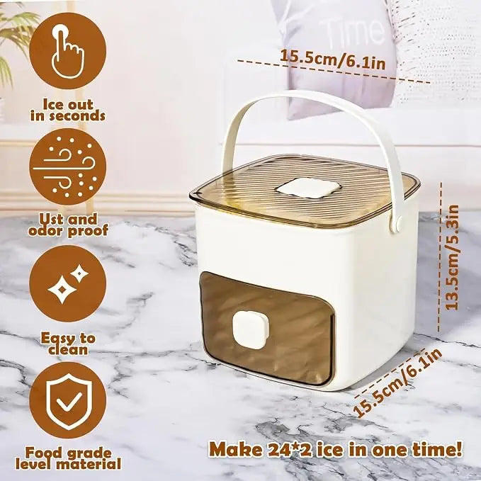 Ice Maker Machine Counter Top, 48 Ice Cube Ice Machine with Ice Scoop & Basket, Ice Cube Maker Release All Ice Cubes in One Second, Ice Cube Tray for Whiskey, Cocktail, Coffee Drinks, Beer