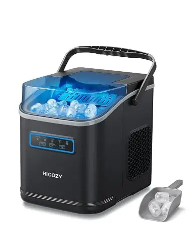 Ice Maker with Ambient Lights Self-Cleaning Ice Maker Machine | Clear View Ice Machine Countertop, Ice in 6Mins, 26 lbs/Day, 2 Sizes of Bullet Ice for Apartment/Kitchen/Office/Home Bar