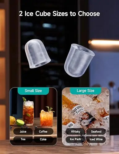 Ice Maker with Ambient Lights Self-Cleaning Ice Maker Machine | Clear View Ice Machine Countertop, Ice in 6Mins, 26 lbs/Day, 2 Sizes of Bullet Ice for Apartment/Kitchen/Office/Home Bar