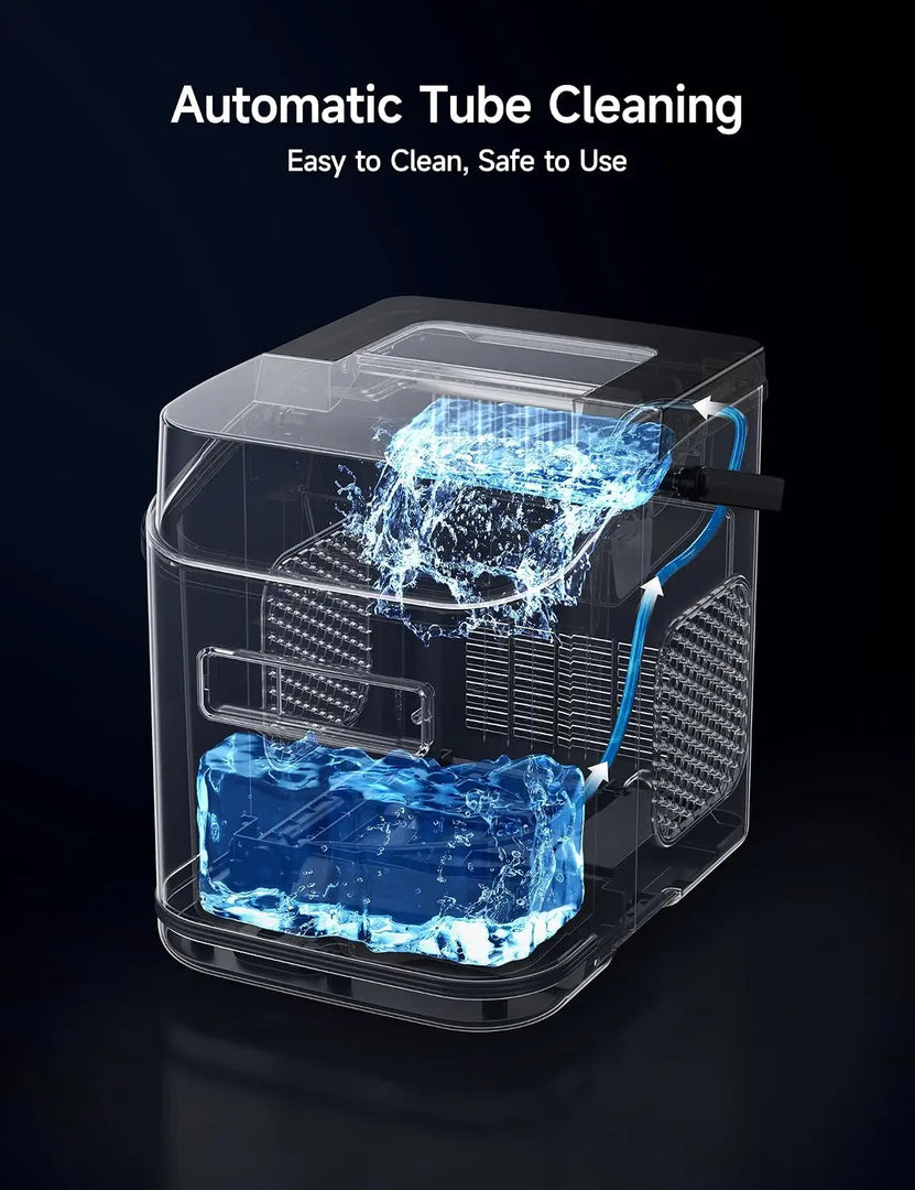 Ice Maker with Ambient Lights Self-Cleaning Ice Maker Machine | Clear View Ice Machine Countertop, Ice in 6Mins, 26 lbs/Day, 2 Sizes of Bullet Ice for Apartment/Kitchen/Office/Home Bar