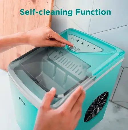 Ice Makers Countertop, 9 Cubes Ready in 6 Mins, 26lbs in 24Hrs, Self-Cleaning Ice Machine with Ice Scoop and Basket, 2 Sizes of Bullet Ice for Home Kitchen Office Bar Party