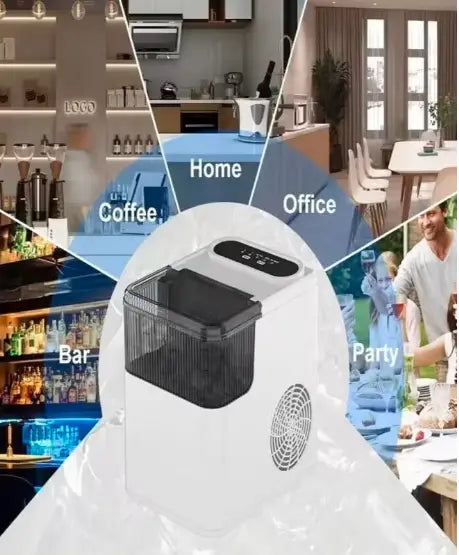 Ice Making Machine, Portable Countertop Automatic Bullet Ice Cube Maker with 1.4L Water Tank, Makes 9 Cubes in 6 to 8 Minutes, Self-Cleaning, 12KG/24H for Home, Office, Kitchen, Party, UK Plug