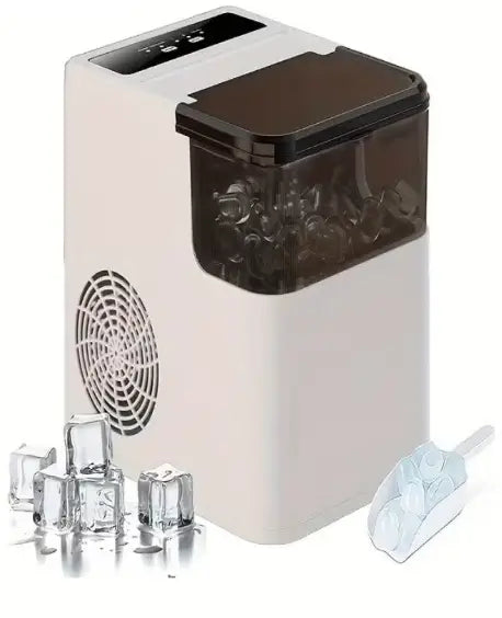 Ice Making Machine, Portable Countertop Automatic Bullet Ice Cube Maker with 1.4L Water Tank, Makes 9 Cubes in 6 to 8 Minutes, Self-Cleaning, 12KG/24H for Home, Office, Kitchen, Party, UK Plug