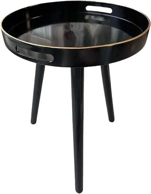 Indoor Tray Side Table – Plastic Tabletop with 17.7" Wooden Legs