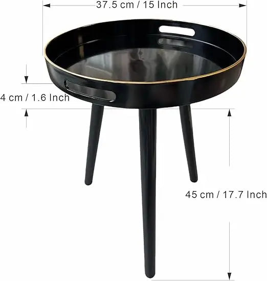 Indoor Tray Side Table – Plastic Tabletop with 17.7" Wooden Legs