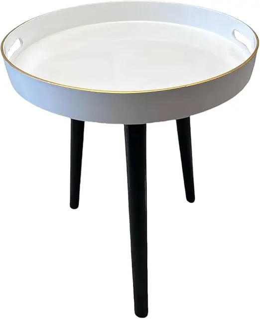 Indoor Tray Side Table – Plastic Tabletop with 17.7" Wooden Legs