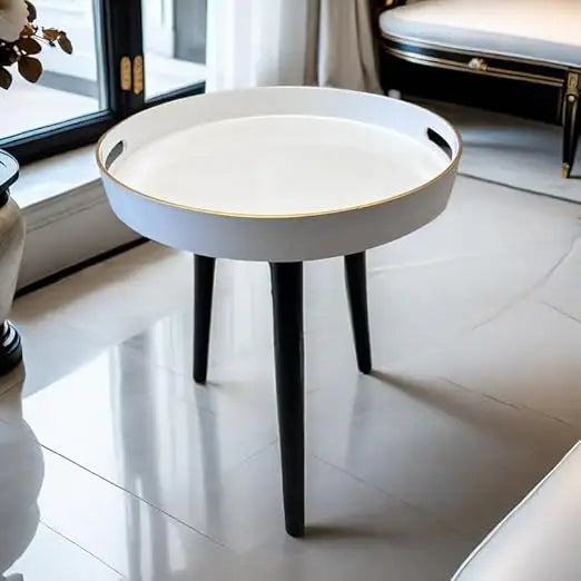 Indoor Tray Side Table – Plastic Tabletop with 17.7" Wooden Legs