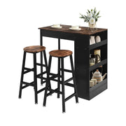 Industrial Style Multifunctional Bar Table with Stools and Storage Shelves – Space-Saving Dining and Kitchen Pub Furniture-GCC Home Center