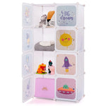 Load image into Gallery viewer, INFANS Children Wardrobe, Kid Closet Portable Baby Dresser Cute for Kids Bedroom Nursery Armoire with Doors 12 Cube 2 Hanging Sections, Kid Clothes Storage Organizer (Pink, 12 Cubes)-GCC Home Center