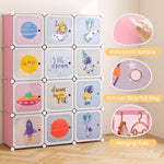 Load image into Gallery viewer, INFANS Children Wardrobe, Kid Closet Portable Baby Dresser Cute for Kids Bedroom Nursery Armoire with Doors 12 Cube 2 Hanging Sections, Kid Clothes Storage Organizer (Pink, 12 Cubes)-GCC Home Center