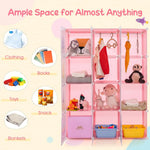 Load image into Gallery viewer, INFANS Children Wardrobe, Kid Closet Portable Baby Dresser Cute for Kids Bedroom Nursery Armoire with Doors 12 Cube 2 Hanging Sections, Kid Clothes Storage Organizer (Pink, 12 Cubes)-GCC Home Center