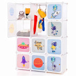 Load image into Gallery viewer, INFANS Children Wardrobe, Kid Closet Portable Baby Dresser Cute for Kids Bedroom Nursery Armoire with Doors 12 Cube 2 Hanging Sections, Kid Clothes Storage Organizer (Pink, 12 Cubes)-GCC Home Center