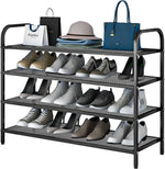 Load image into Gallery viewer, INFOSUN Shoe Rack, Shoes Cabinet Organizer, 4-Tier Shoe Storage with 3 Mesh Shelves, Multi-Function Organizer, Boots Storage Shelf Modern House Furniture Home for Entryway Hallway (Black, 4 Tier)