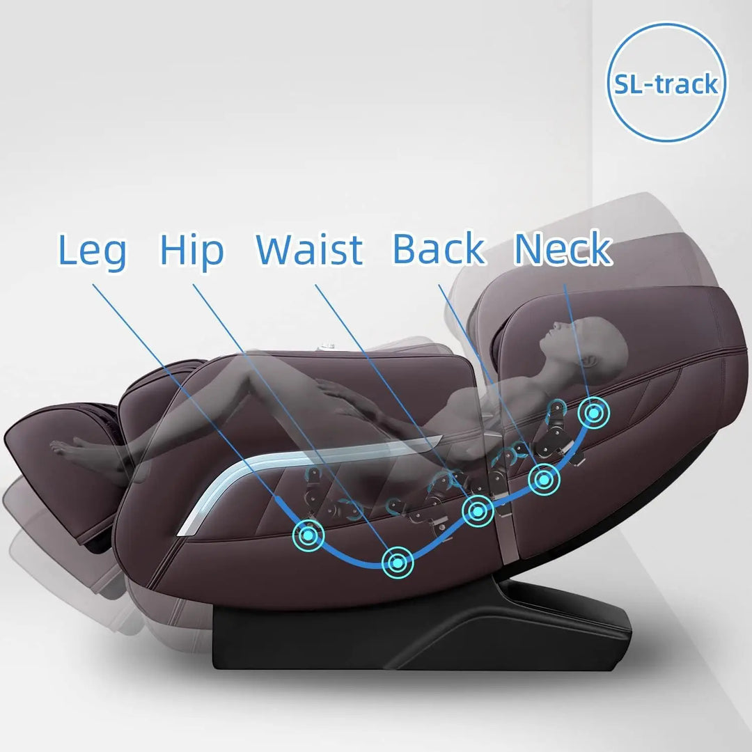 iRest A306 Massage Chair, Full Body Zero Gravity Recliner with AI Voice Control, SL Track, Bluetooth, Yoga Stretching, Foot Rollers, Airbags, Arm Rest, Cushion Availability, Heating (Brown)