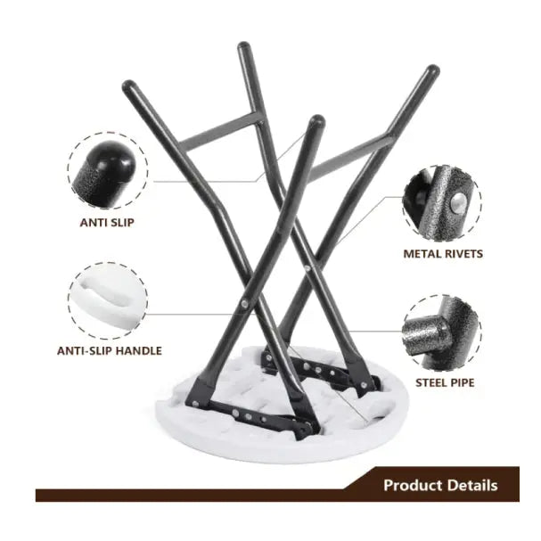 Jilphar Furniture Metal and Plastic Folding Small Stool JP1239-GCC Home Center
