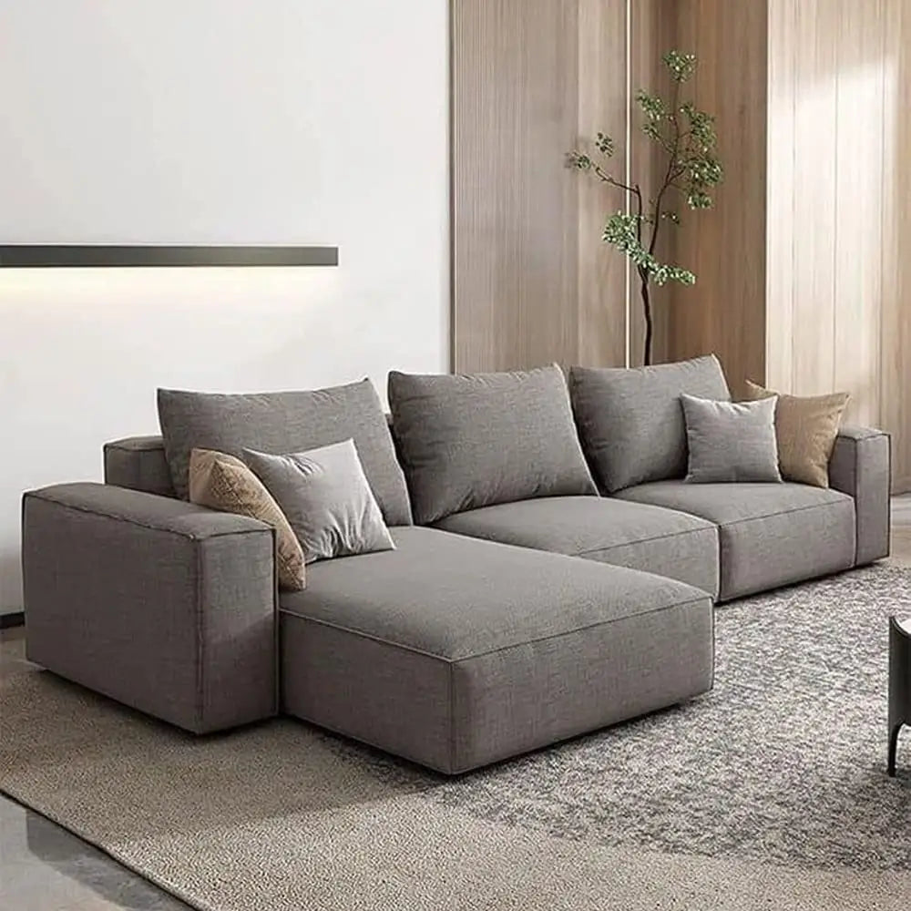 Karnak Sectional Sofa With Cushions L-Shaped Comfortable Living Room Sofa Color (Brown)-GCC Home Center