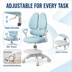 Load image into Gallery viewer, Kids Desk Chair with Armrests Footrest, Adjustable Height Study Chair with Arms &amp; Wheels Ergonomic Student Swivel Rolling Task Chair for Boys Girls, Home Bedroom School, Blue