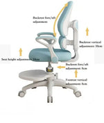 Load image into Gallery viewer, Kids Desk Chair with Armrests Footrest, Adjustable Height Study Chair with Arms &amp; Wheels Ergonomic Student Swivel Rolling Task Chair for Boys Girls, Home Bedroom School, Blue