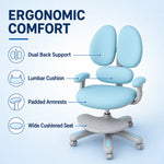 Load image into Gallery viewer, Kids Desk Chair with Armrests Footrest, Adjustable Height Study Chair with Arms &amp; Wheels Ergonomic Student Swivel Rolling Task Chair for Boys Girls, Home Bedroom School, Blue