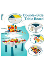 Load image into Gallery viewer, Kids Multi-Functional Building Block Table and 2 Chairs Set,Activity Table with 502 Pcs Building Blocks, Water/Sand/Play/Dinning Table for Toddlers