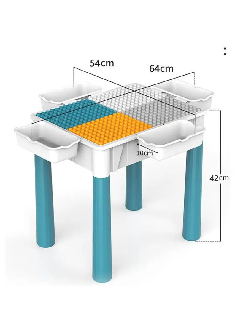 Kids Multi-Functional Building Block Table and 2 Chairs Set,Activity Table with 502 Pcs Building Blocks, Water/Sand/Play/Dinning Table for Toddlers