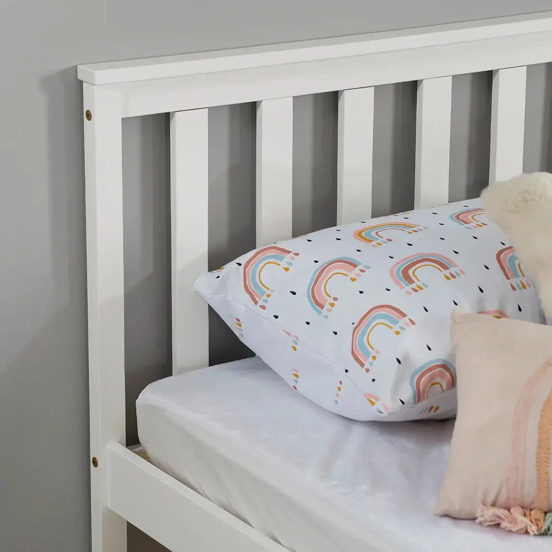 Kids Single Bed, Urban Style Painted Pinewood Bed