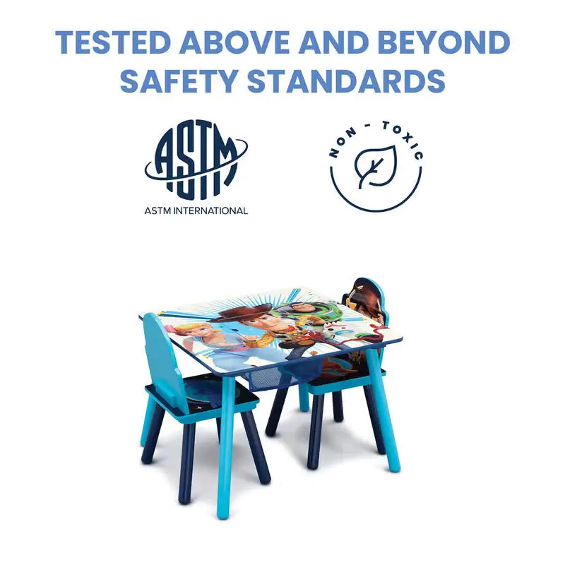 Kids Table and Chair Set With Storage (2 Chairs Included) - Ideal for Arts & Crafts, Snack Time, Homeschooling, Homework & More, Disney/Pixar Toy Story 4