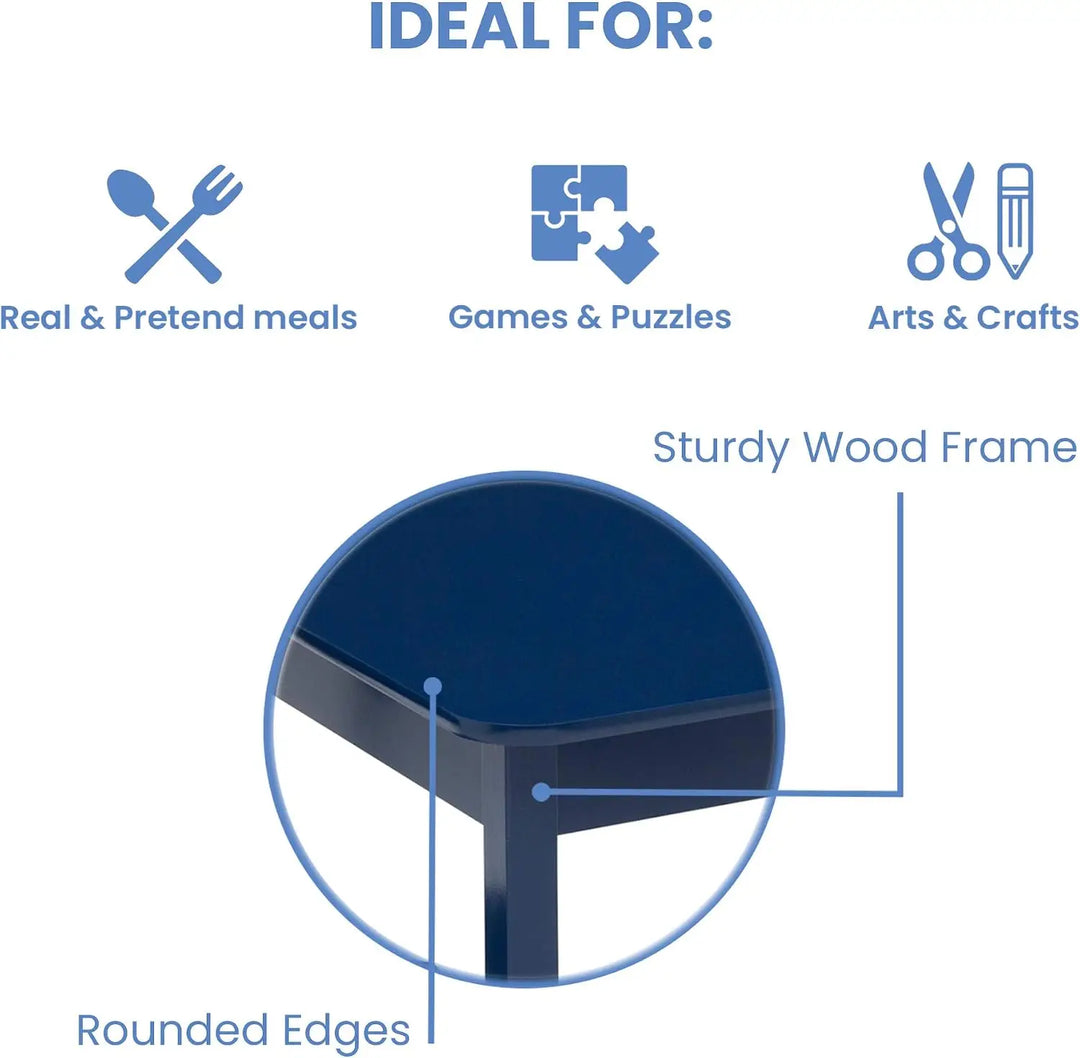 Kids Wood Table and Chair Set – 2 Chairs Included - Ideal for Arts Crafts ,Snack Time ,Homeschooling ,Homework and More