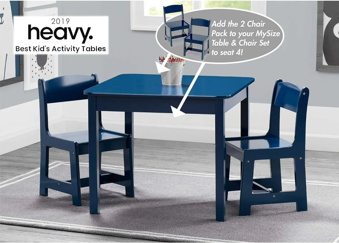 Kids Wood Table and Chair Set – 2 Chairs Included - Ideal for Arts Crafts ,Snack Time ,Homeschooling ,Homework and More