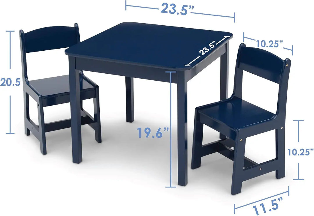 Kids Wood Table and Chair Set – 2 Chairs Included - Ideal for Arts Crafts ,Snack Time ,Homeschooling ,Homework and More