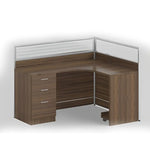 Load image into Gallery viewer, L-Shape Corner Workstation, Office Desk with Side Drawers - Brown-GCC Home Center