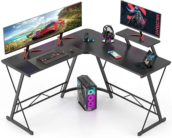 L-Shaped Gaming Desk – Ergonomic K-Shaped Computer Desk for Home Office