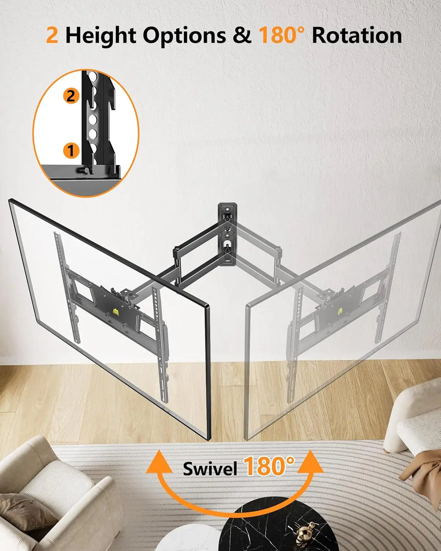 Landscape to Portrait Rotating TV Wall Mount for Vertical Mounting of Displays,Menu Wall Board Mount for 26-65" TVs Holds 88 lbs, Full Motion Corner TV Mount Height Adjusted,