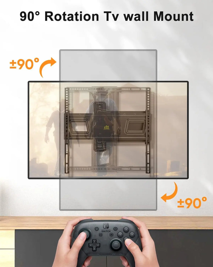 Landscape to Portrait Rotating TV Wall Mount for Vertical Mounting of Displays,Menu Wall Board Mount for 26-65" TVs Holds 88 lbs, Full Motion Corner TV Mount Height Adjusted,
