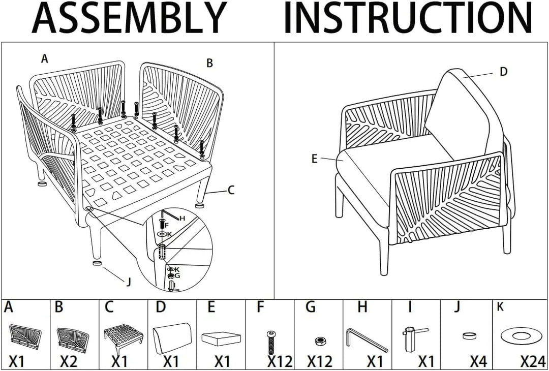 LANNY 5 Seater Outdoor Sofa Set | Plastic Frame Garden Furniture I Modern Design Lounge Sofa Sets | 5 Pieces Outdoor Seating Table And Chairs Set For Patio Balcony-GCC Home Center
